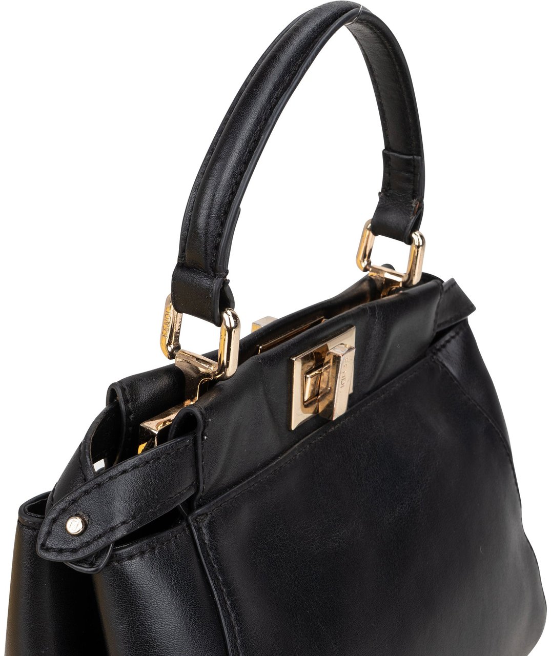 Fendi Black Leather Peekaboo Handbag Zwart