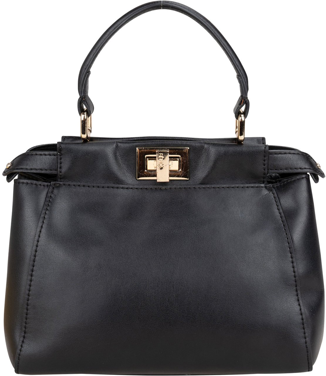 Fendi Black Leather Peekaboo Handbag Zwart