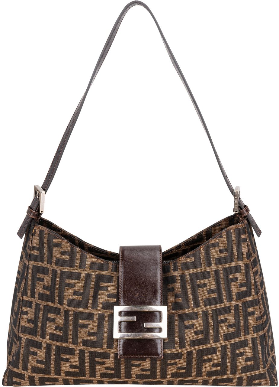 Fendi Fendi FF Monogram Baguette Buckle Shoulder Bag Bruin