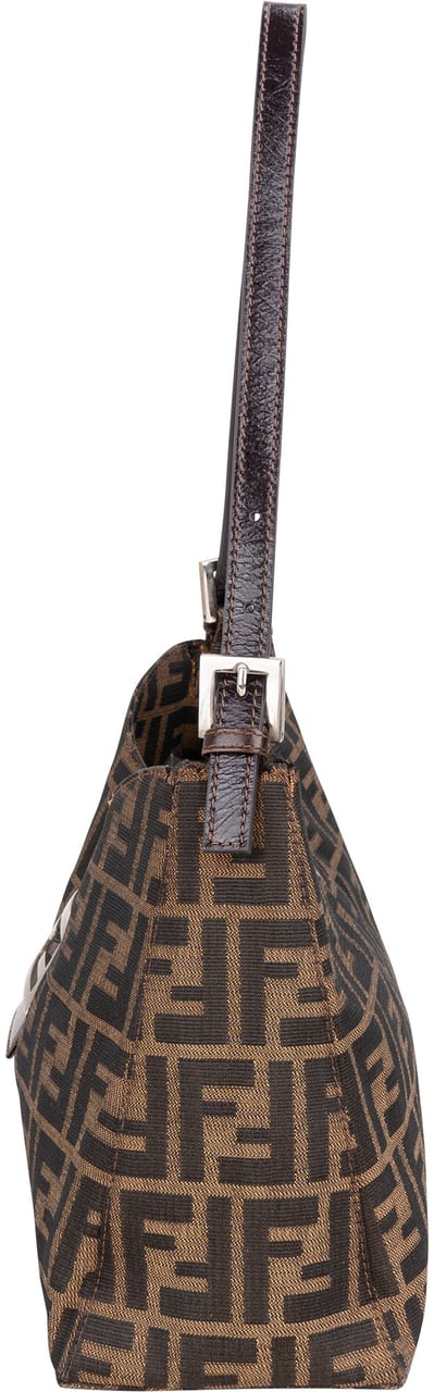 Fendi Fendi FF Monogram Baguette Buckle Shoulder Bag Bruin