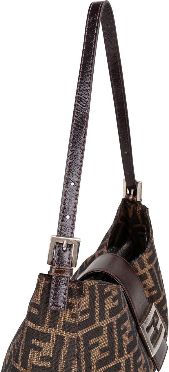 Fendi Fendi FF Monogram Baguette Buckle Shoulder Bag Bruin