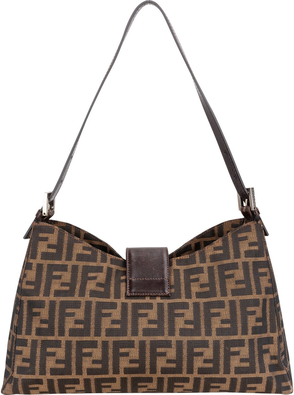 Fendi Fendi FF Monogram Baguette Buckle Shoulder Bag Bruin