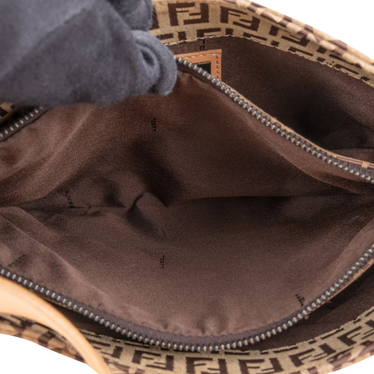 Fendi Fendi FF Monogram Baguette Buckle Shoulder Bag Bruin