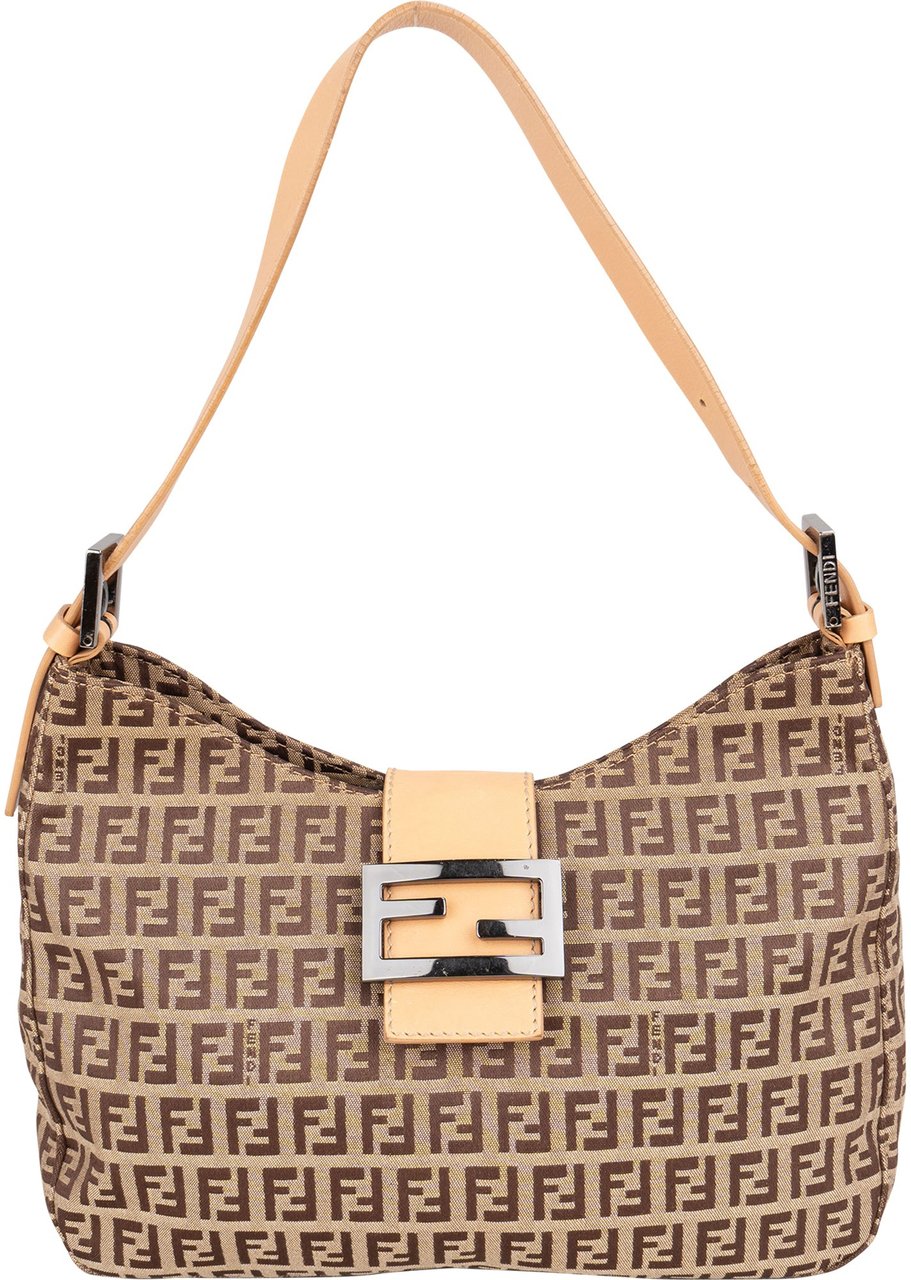 Fendi Fendi FF Monogram Baguette Buckle Shoulder Bag Bruin