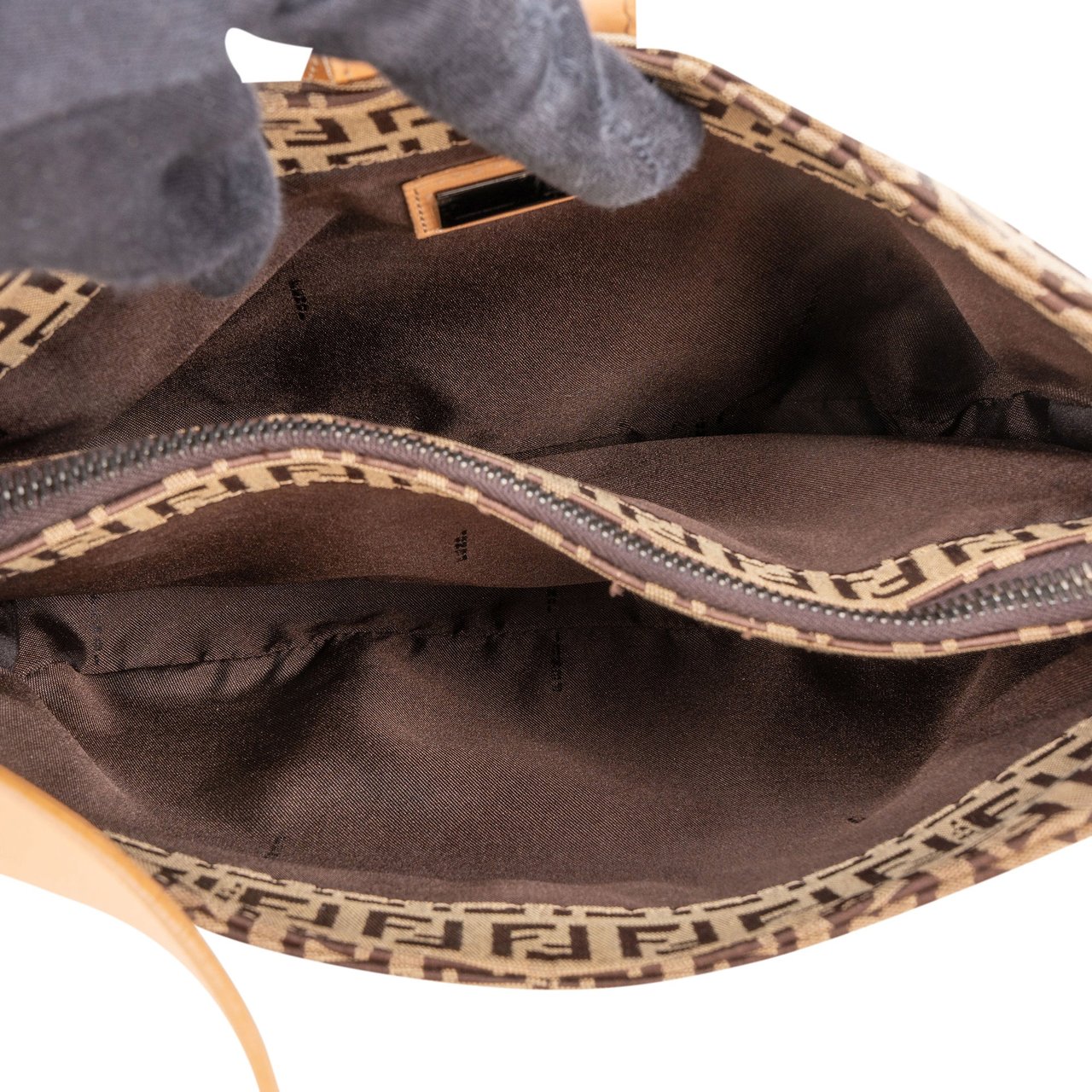 Fendi Fendi FF Monogram Baguette Buckle Shoulder Bag Bruin