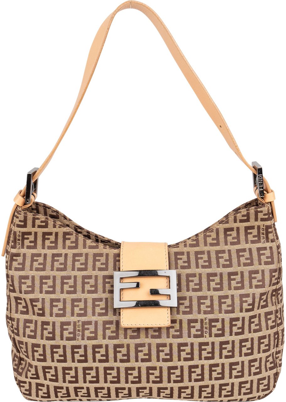 Fendi Fendi FF Monogram Baguette Buckle Shoulder Bag Bruin