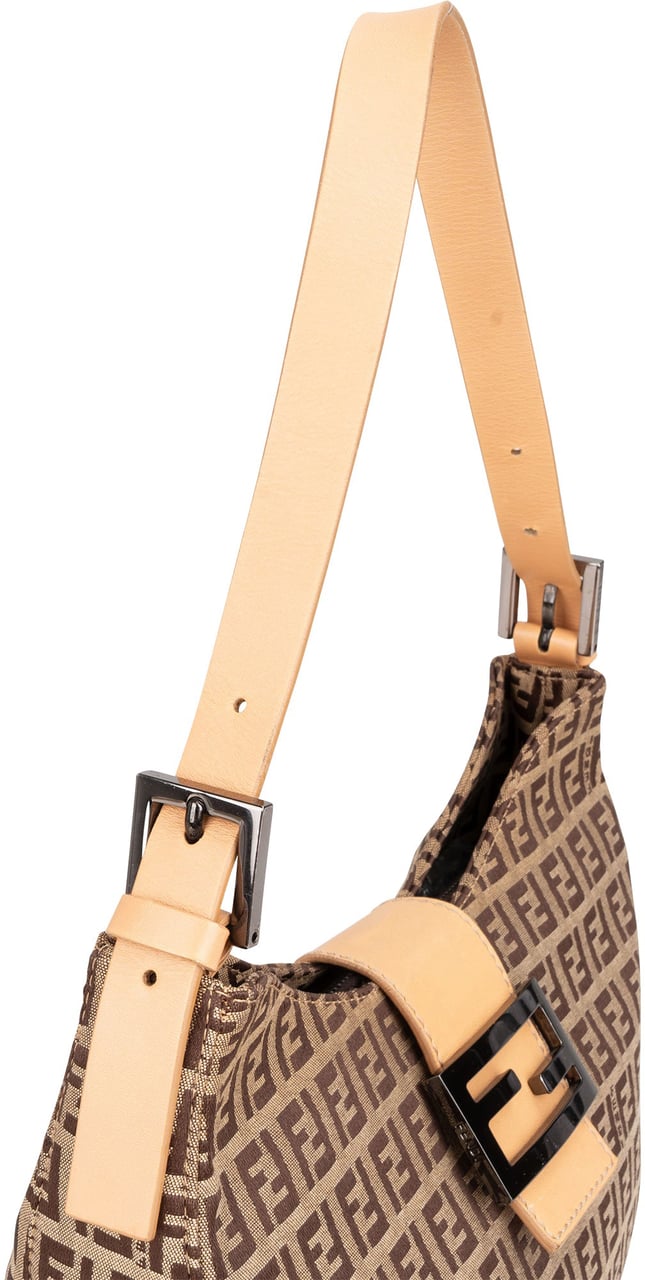 Fendi Fendi FF Monogram Baguette Buckle Shoulder Bag Bruin