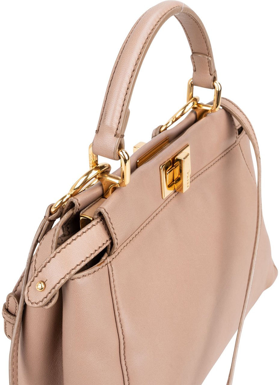 Fendi Fendi Leather Peekaboo Handbag Bruin