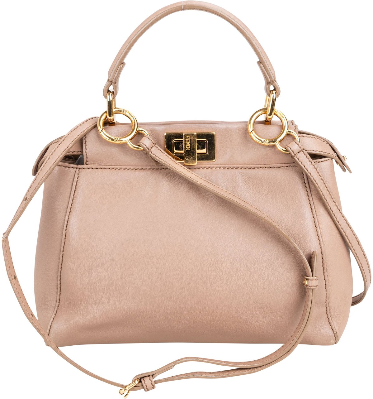 Fendi Fendi Leather Peekaboo Handbag Bruin