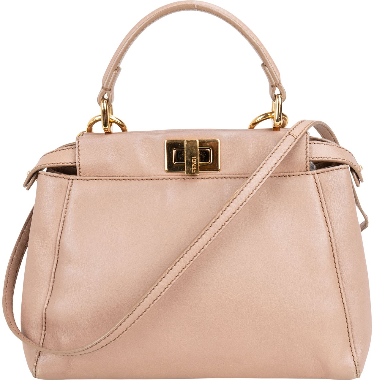 Fendi Fendi Leather Peekaboo Handbag Bruin