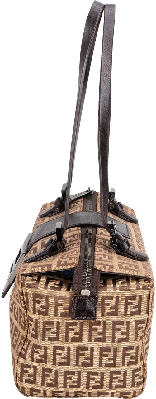 Fendi Fendi FF Monogram Baguette Buckle Handbag Bruin