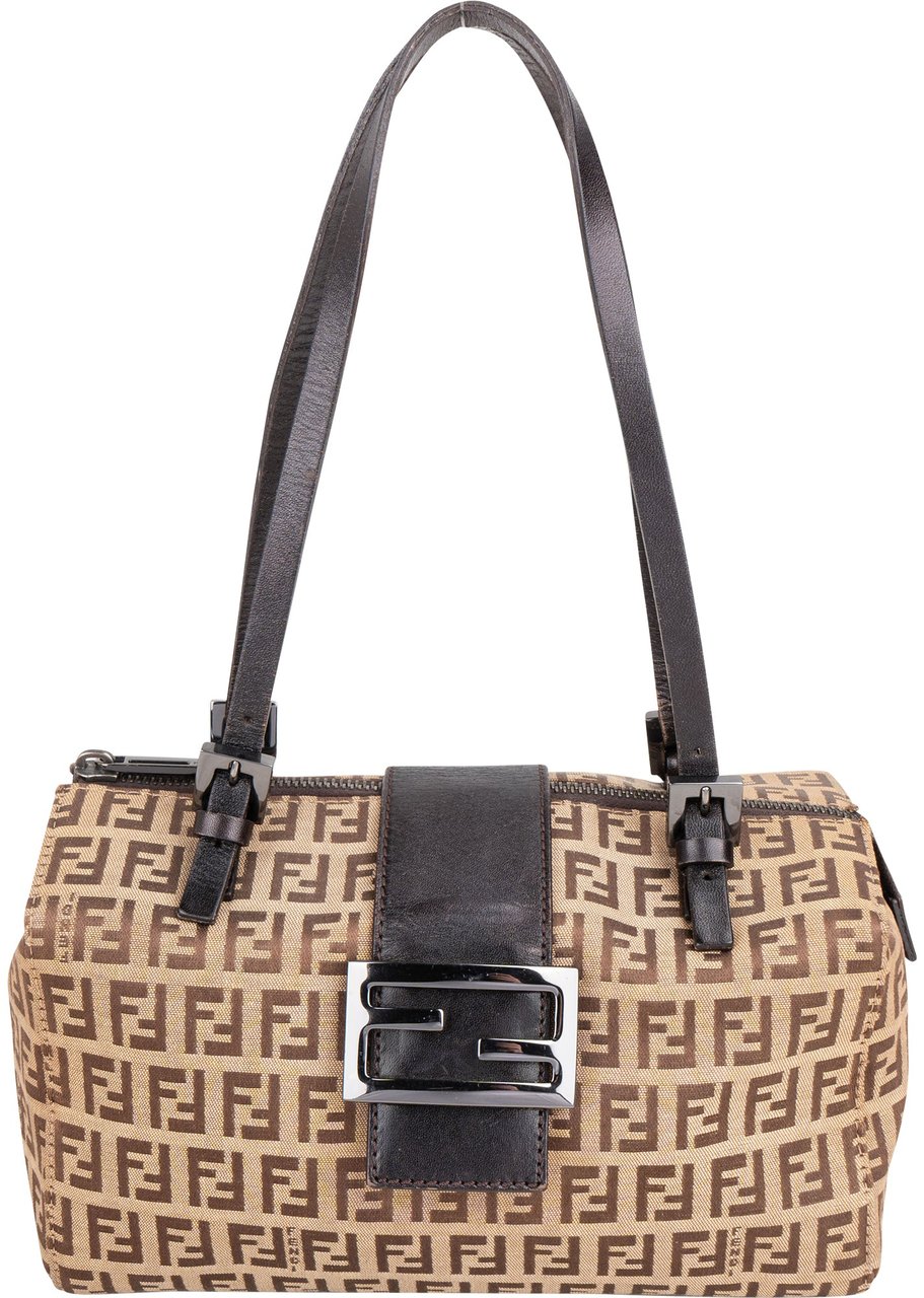 Fendi Fendi FF Monogram Baguette Buckle Handbag Bruin