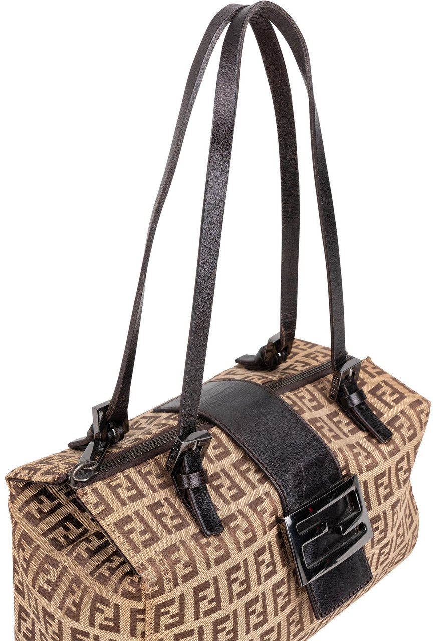 Fendi Fendi FF Monogram Baguette Buckle Handbag Bruin