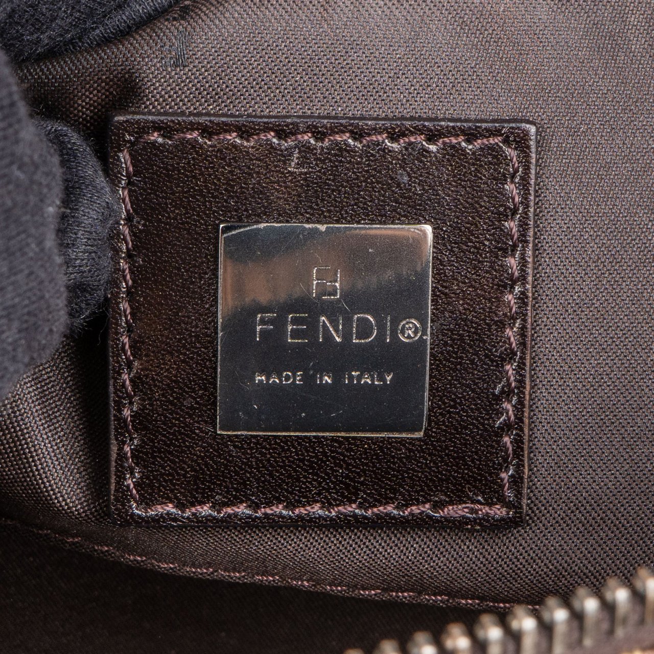 Fendi Fendi FF Monogram Baguette Buckle Handbag Bruin
