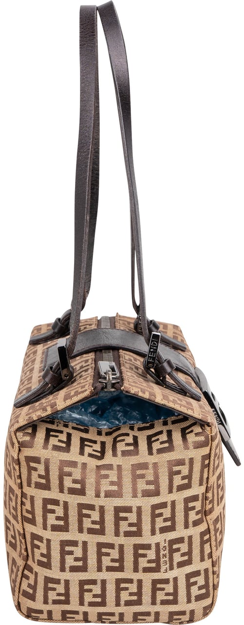 Fendi Fendi FF Monogram Baguette Buckle Handbag Bruin