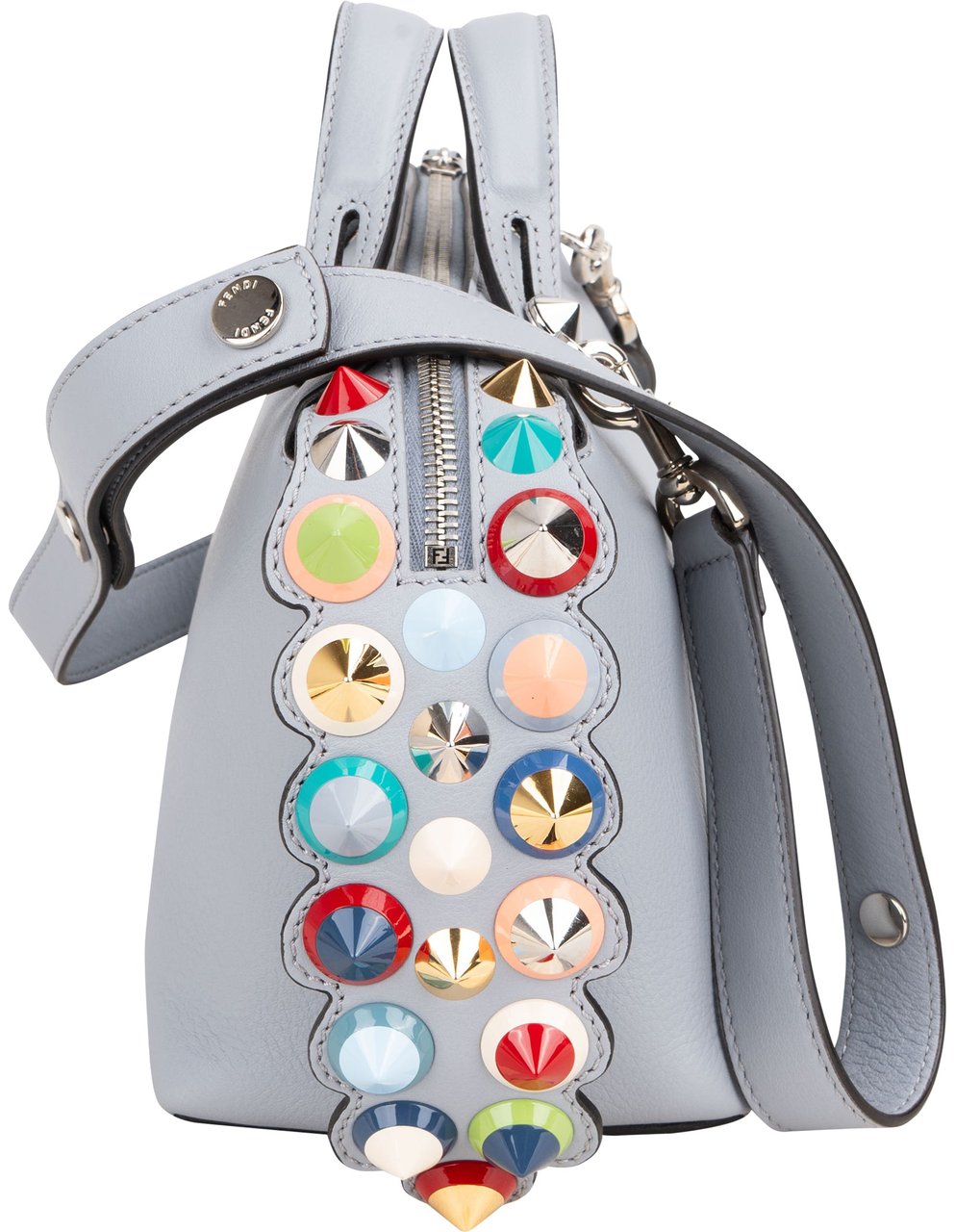 Fendi Fendi Blue Leather Limited Spikes By The Way Handbag Blauw