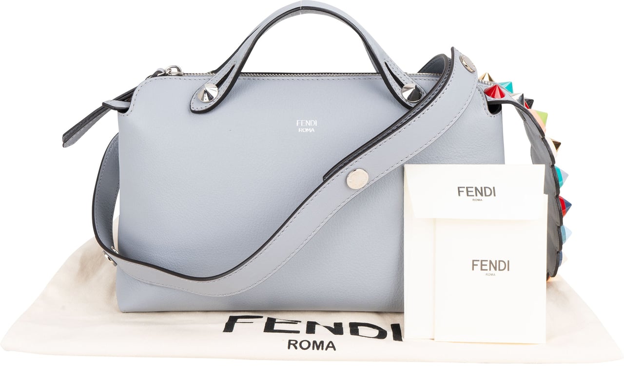 Fendi Fendi Blue Leather Limited Spikes By The Way Handbag Blauw
