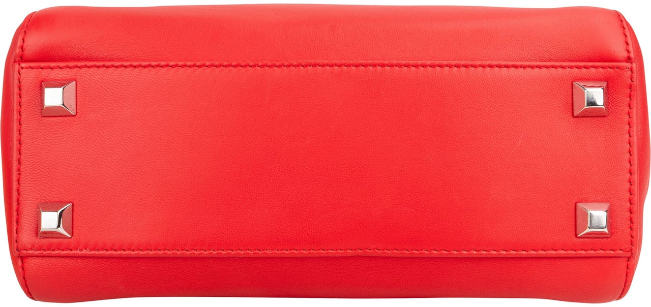 Fendi Fendi Red Leather Spikes Mini Peekaboo Handbag Rood