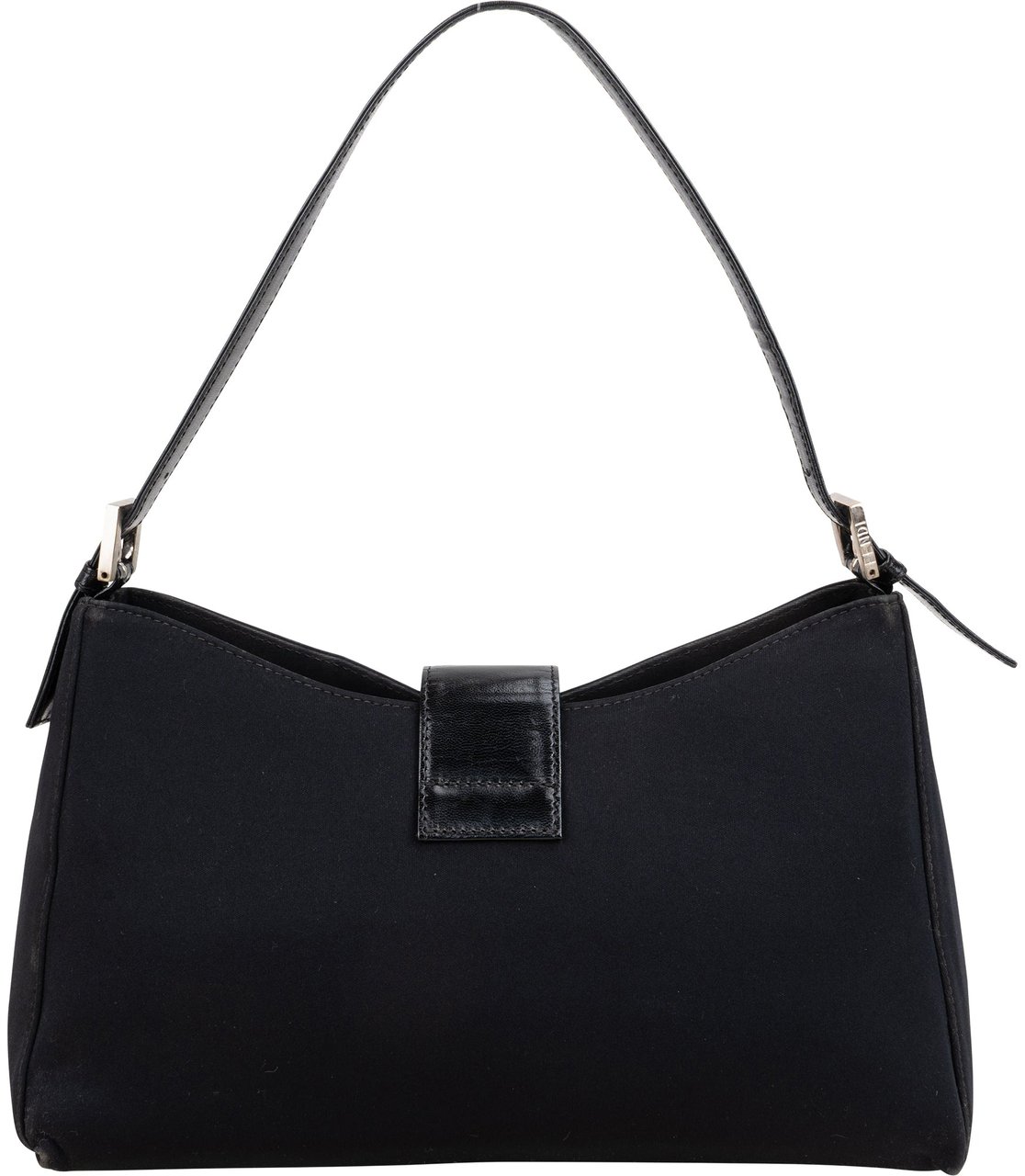 Fendi Fendi Classic Cotton Baguette Buckle Shoulder Bag Zwart