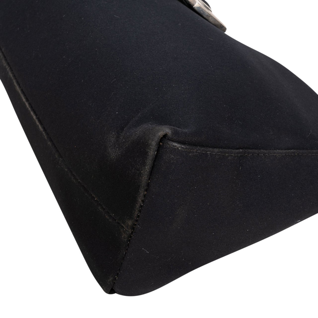 Fendi Fendi Classic Cotton Baguette Buckle Shoulder Bag Zwart