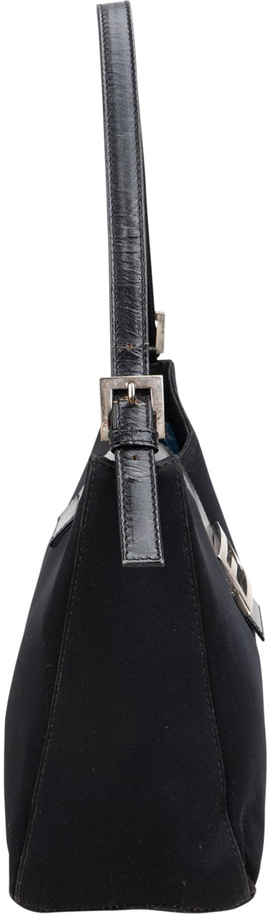 Fendi Fendi Classic Cotton Baguette Buckle Shoulder Bag Zwart