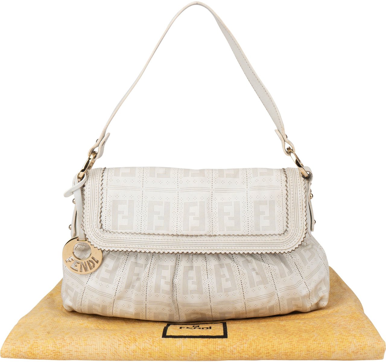 Fendi Fendi Leather Monogram Chef Handbag Wit