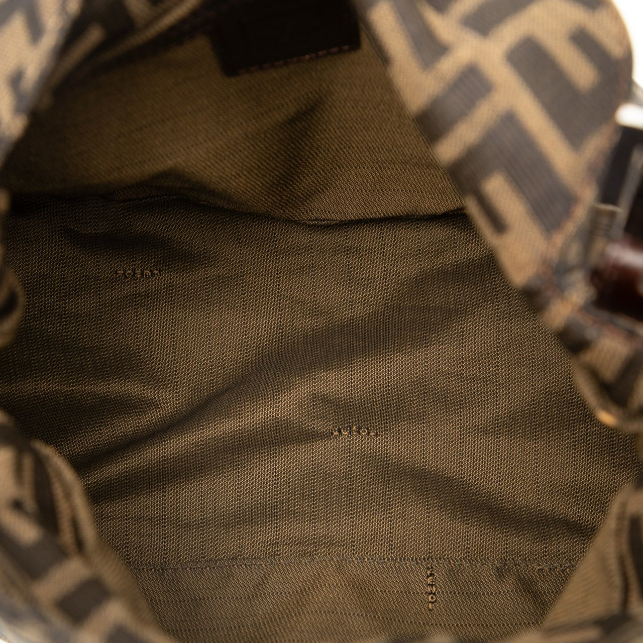 Fendi Zucca Canvas Double Flap Shoulder Bag Bruin