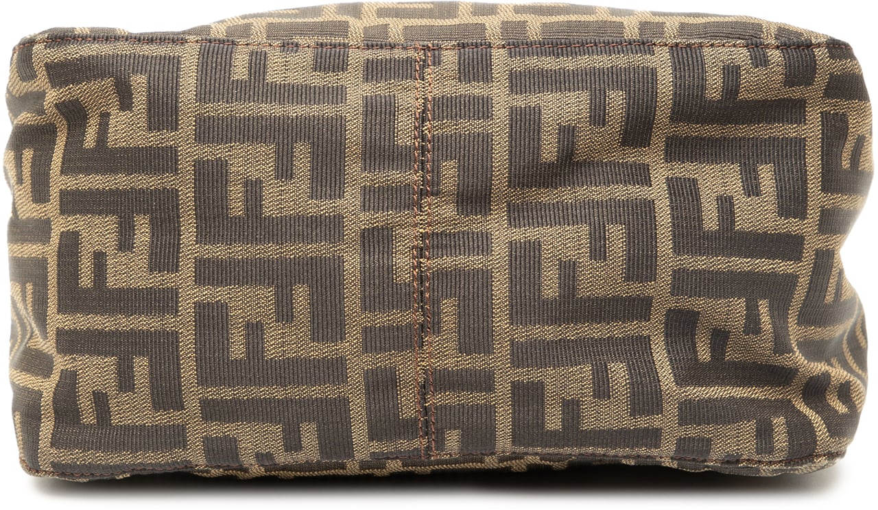 Fendi Zucca Canvas Double Flap Shoulder Bag Bruin
