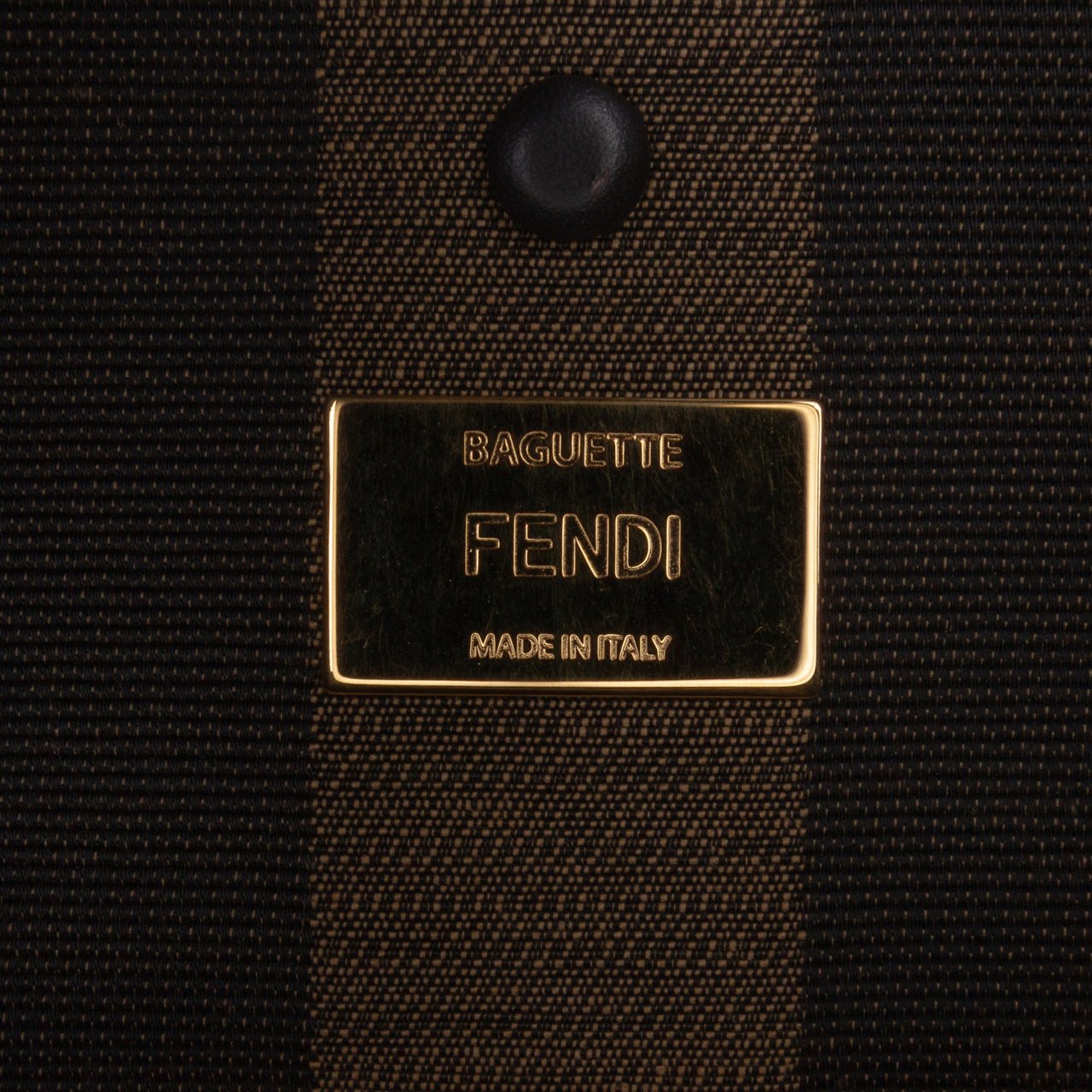 Fendi Pequin Gingham Canvas And Raffia Baguette Satchel Bruin