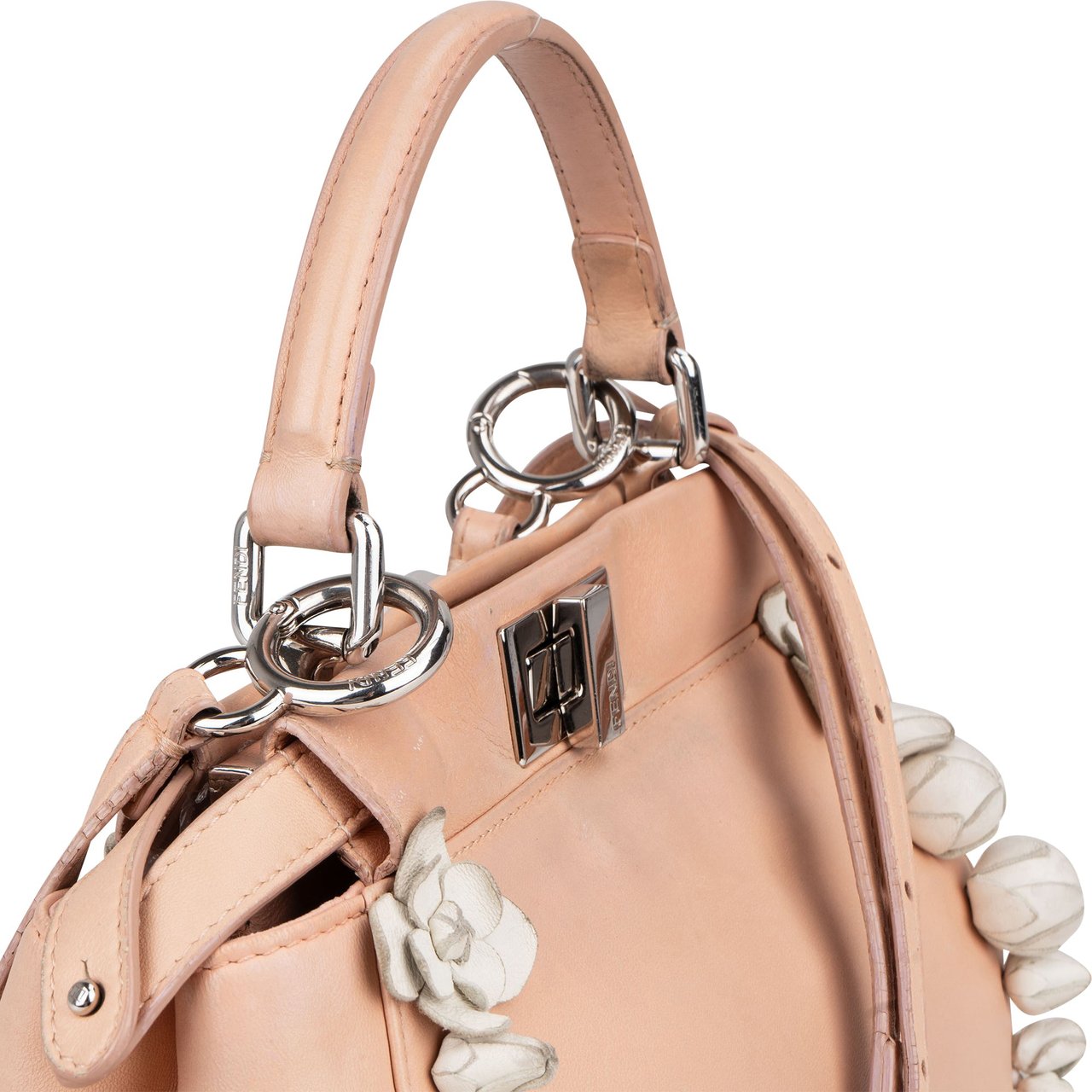 Fendi Pink Leather Flower Peekaboo Handbag Roze