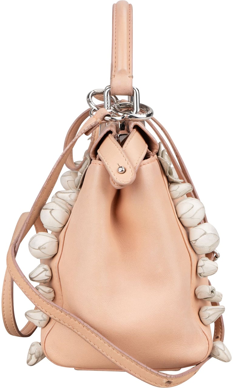 Fendi Pink Leather Flower Peekaboo Handbag Roze
