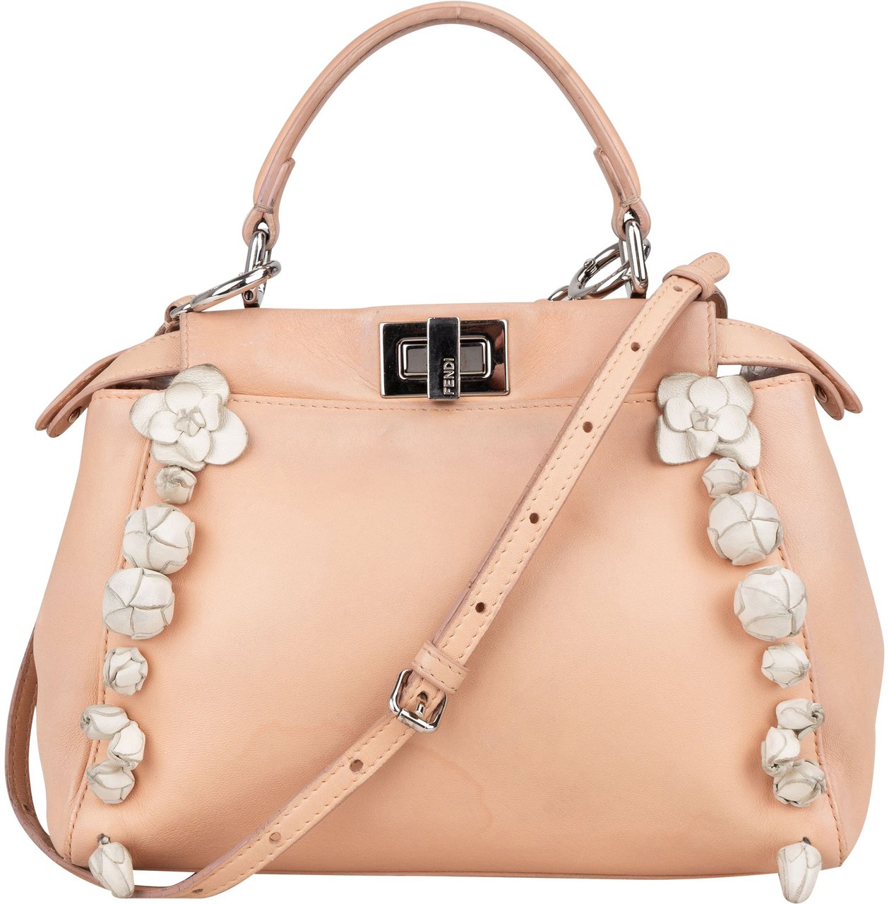 Fendi Pink Leather Flower Peekaboo Handbag Roze