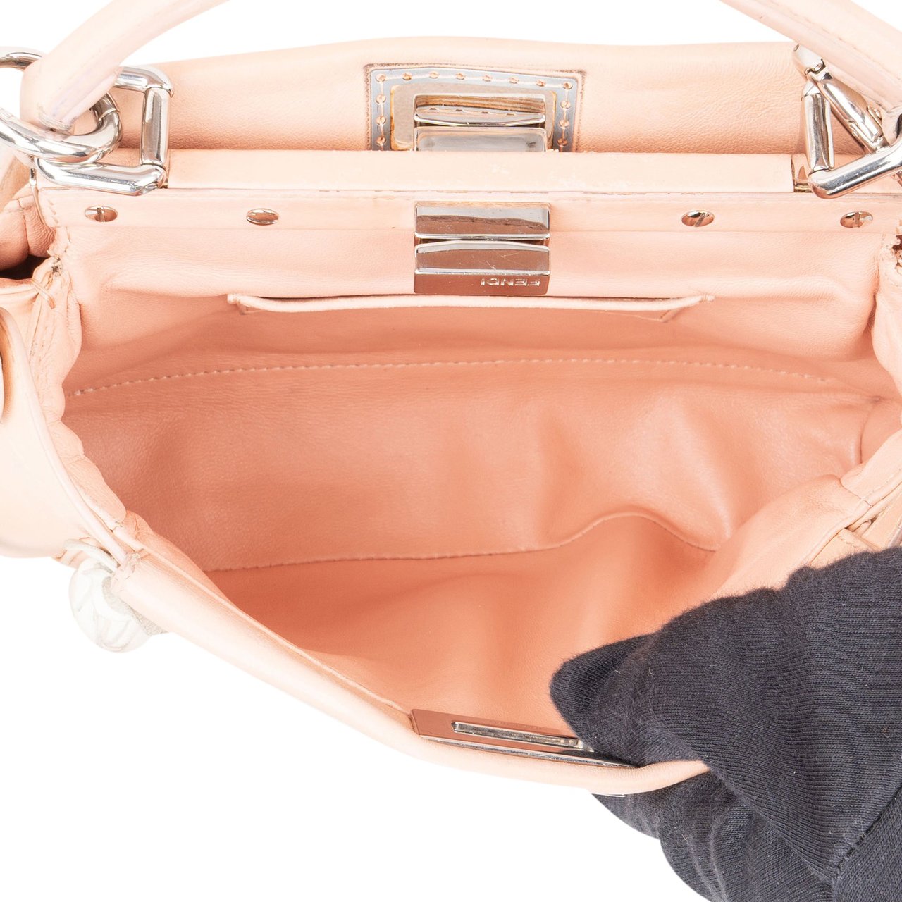 Fendi Pink Leather Flower Peekaboo Handbag Roze