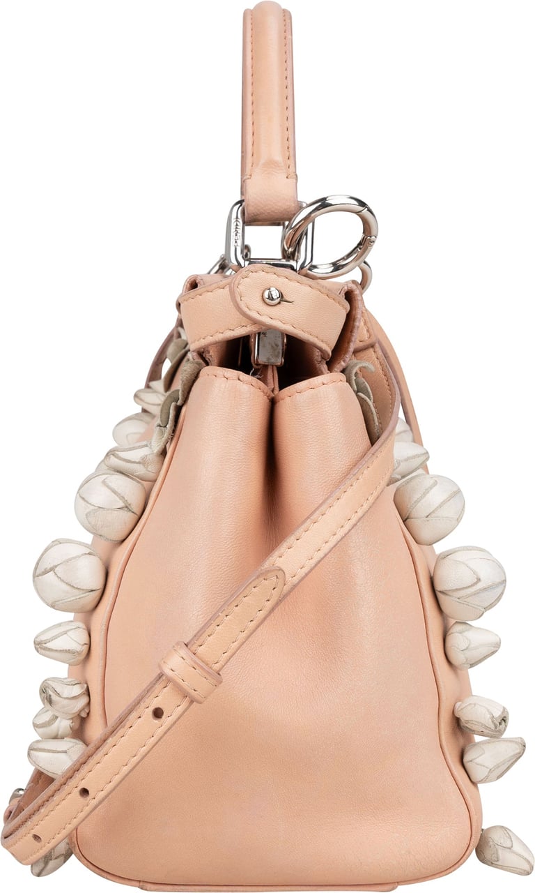 Fendi Pink Leather Flower Peekaboo Handbag Roze