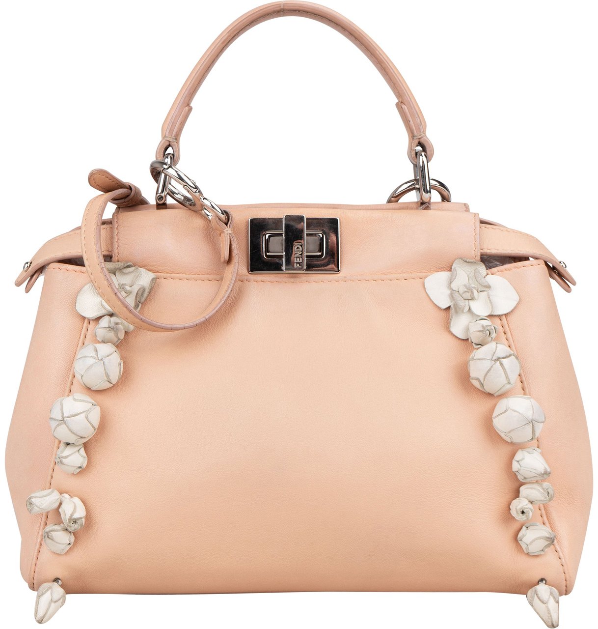 Fendi Pink Leather Flower Peekaboo Handbag Roze