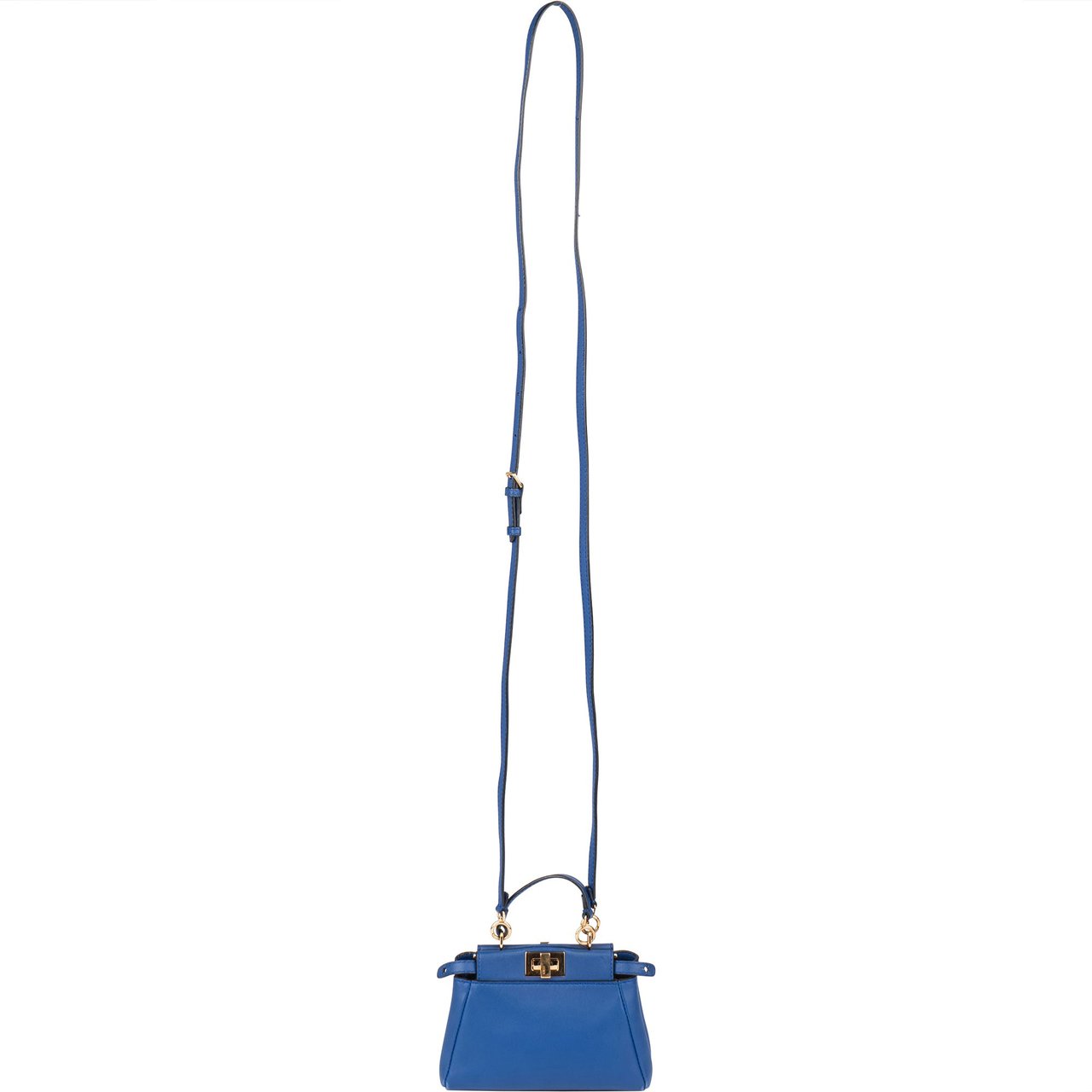 Fendi Blue Leather Mini Peekaboo Handbag Blauw