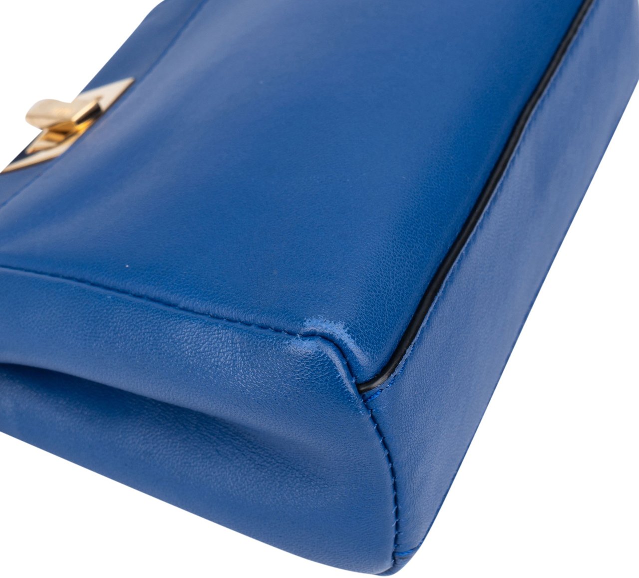 Fendi Fendi Blue Leather Mini Peekaboo Handbag Blauw