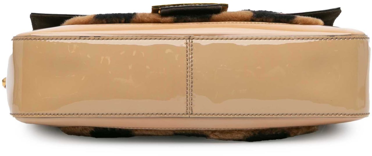 Fendi Shearling Pequin Baguette Satchel Bruin