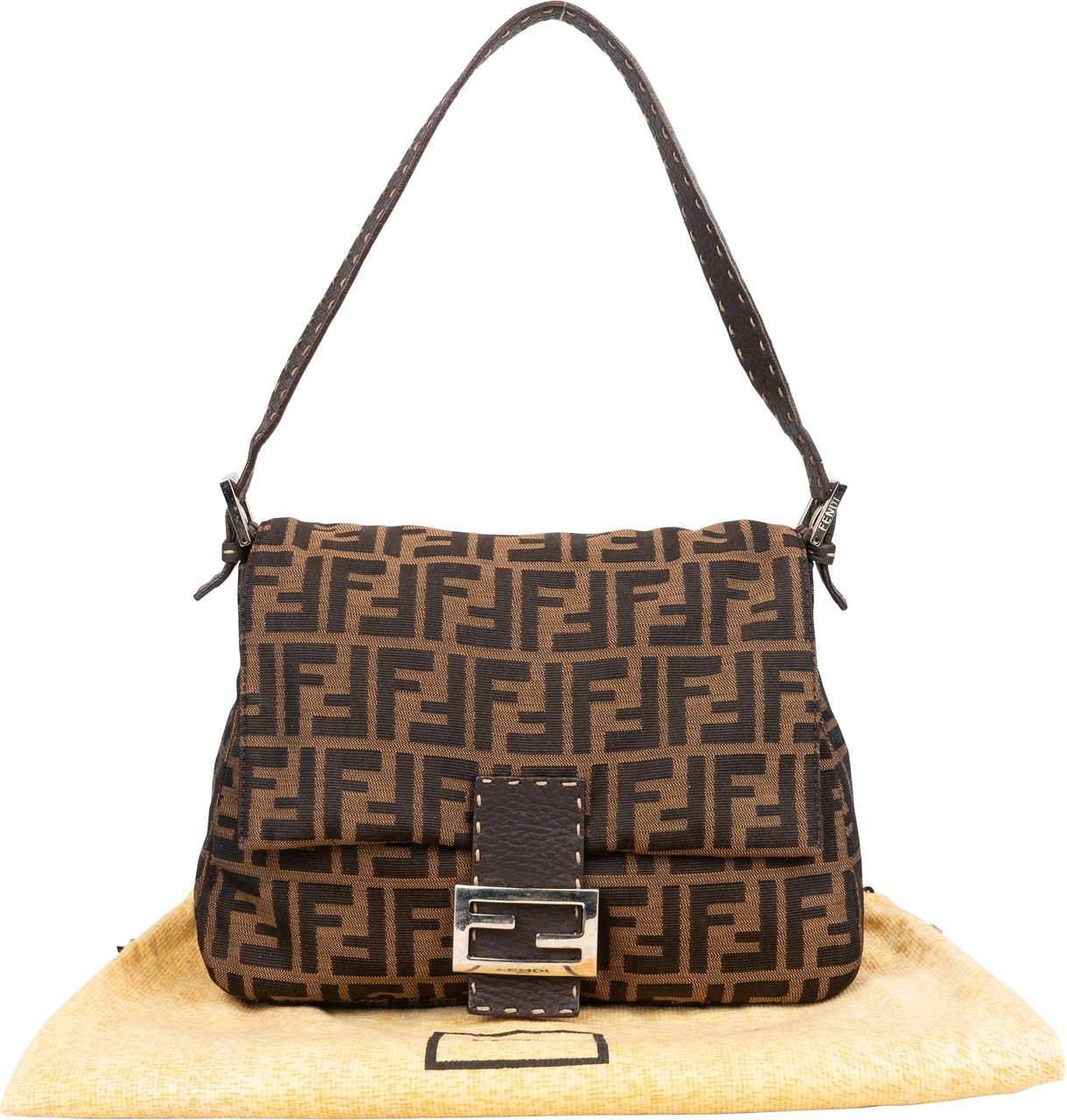 Fendi Fendi FF Monogram Mamma Baguette Handbag Bruin