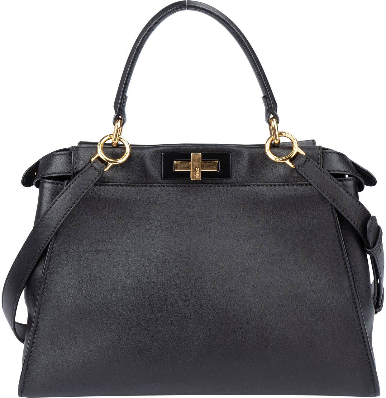 Fendi Fendi Black Leather Peekaboo Handbag Zwart