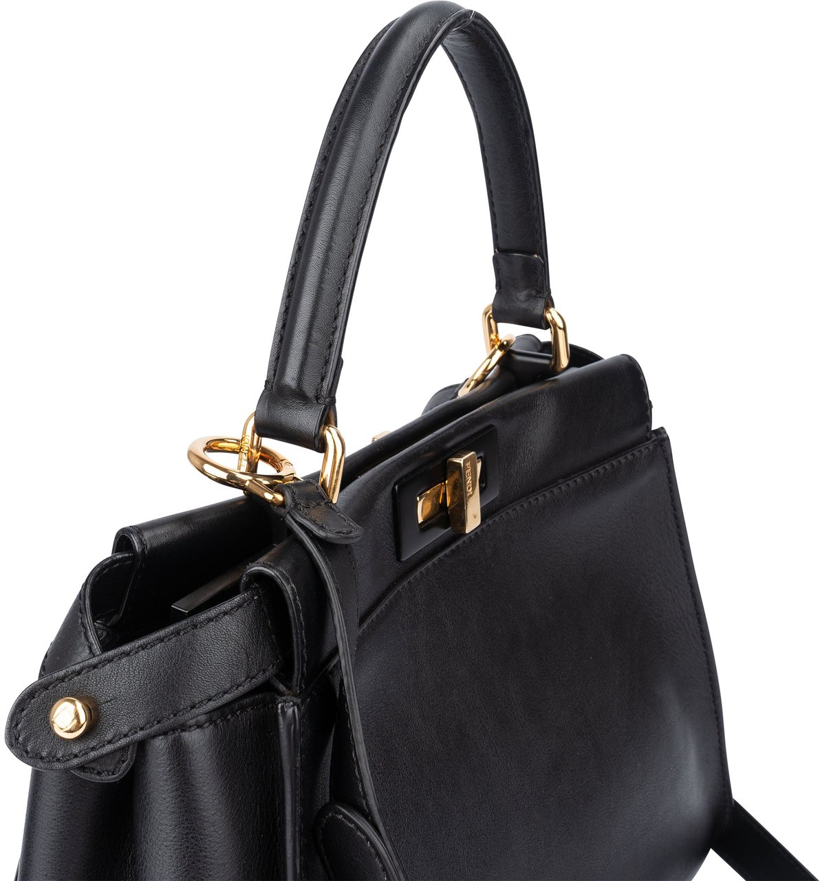 Fendi Fendi Black Leather Peekaboo Handbag Zwart