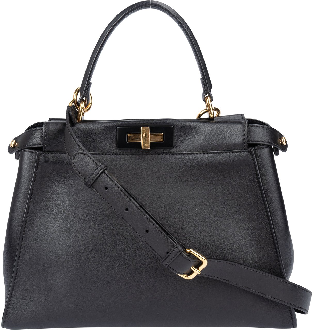 Fendi Fendi Black Leather Peekaboo Handbag Zwart