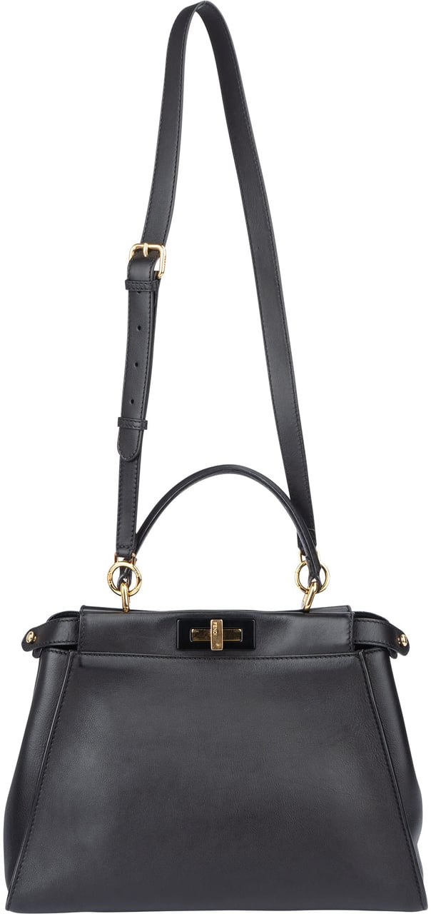 Fendi Fendi Black Leather Peekaboo Handbag Zwart