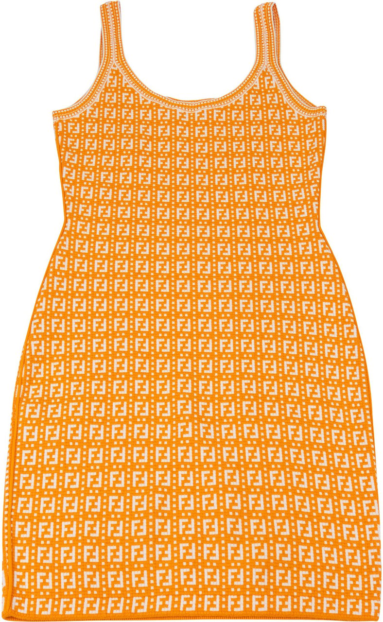 Fendi Multicolor Orange Viscose Dress (IT 36) Oranje