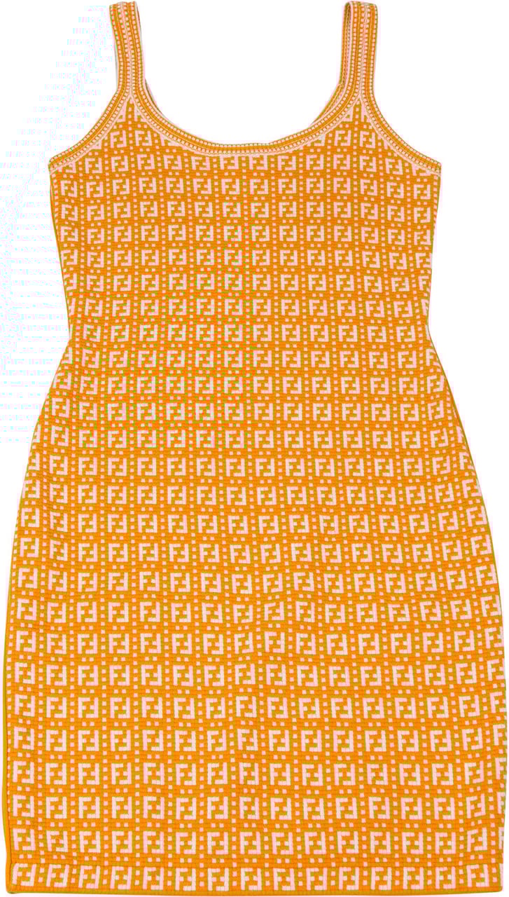 Fendi Fendi Multicolor Orange Viscose Dress (IT 36) Oranje
