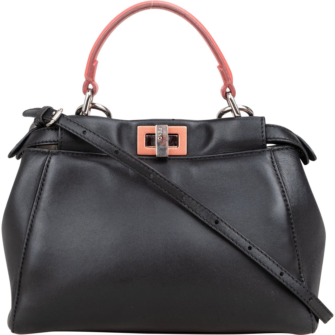 Fendi Black Leather Peekaboo Handbag Zwart