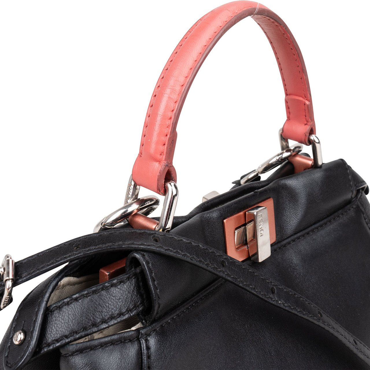 Fendi Fendi Black Leather Peekaboo Handbag Zwart