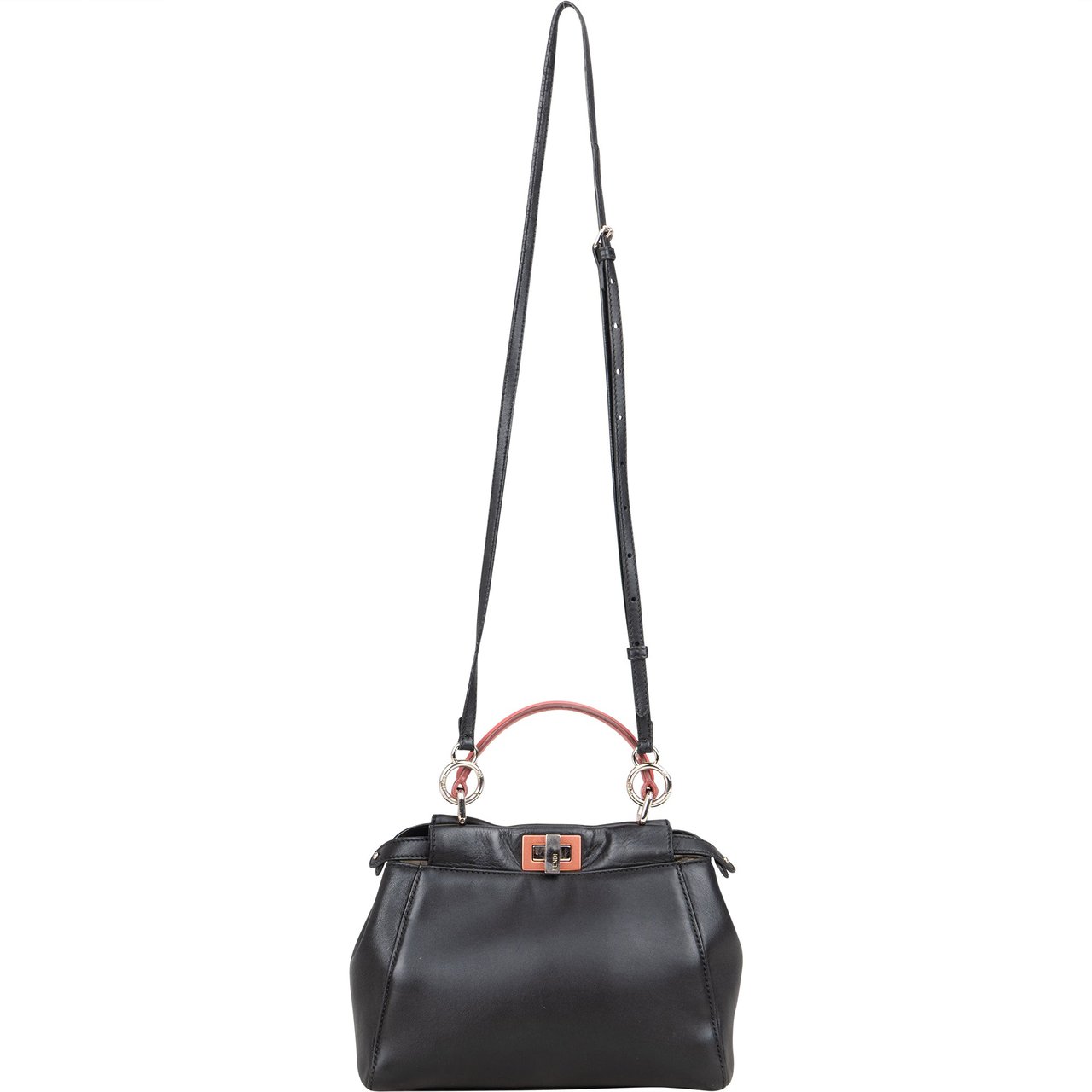 Fendi Fendi Black Leather Peekaboo Handbag Zwart