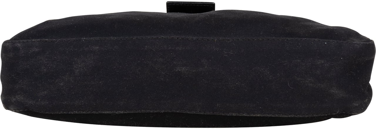 Fendi Fendi Black Cotton Baguette Buckle Shoulder Bag Zwart