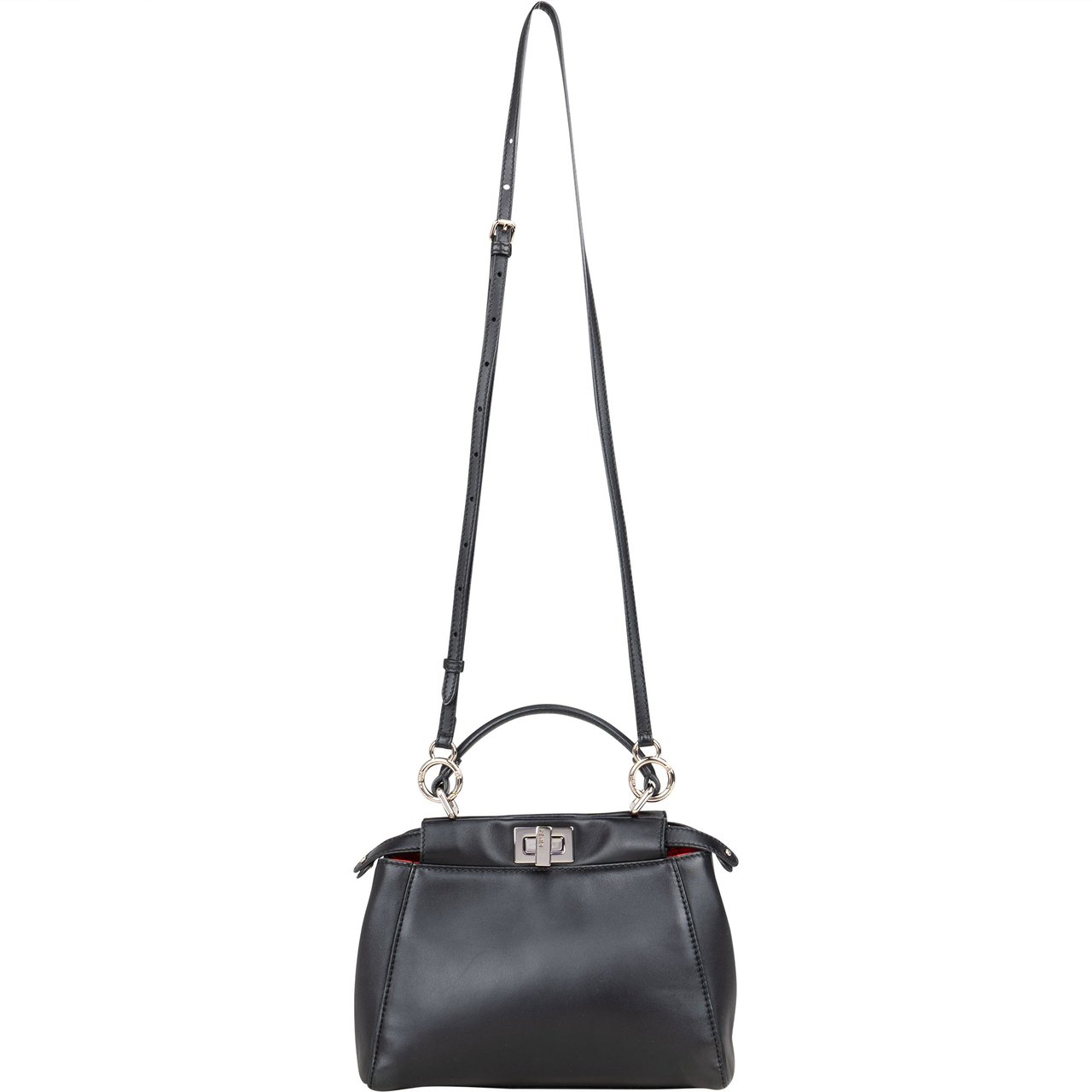 Fendi Fendi Black Leather Peekaboo Handbag Zwart